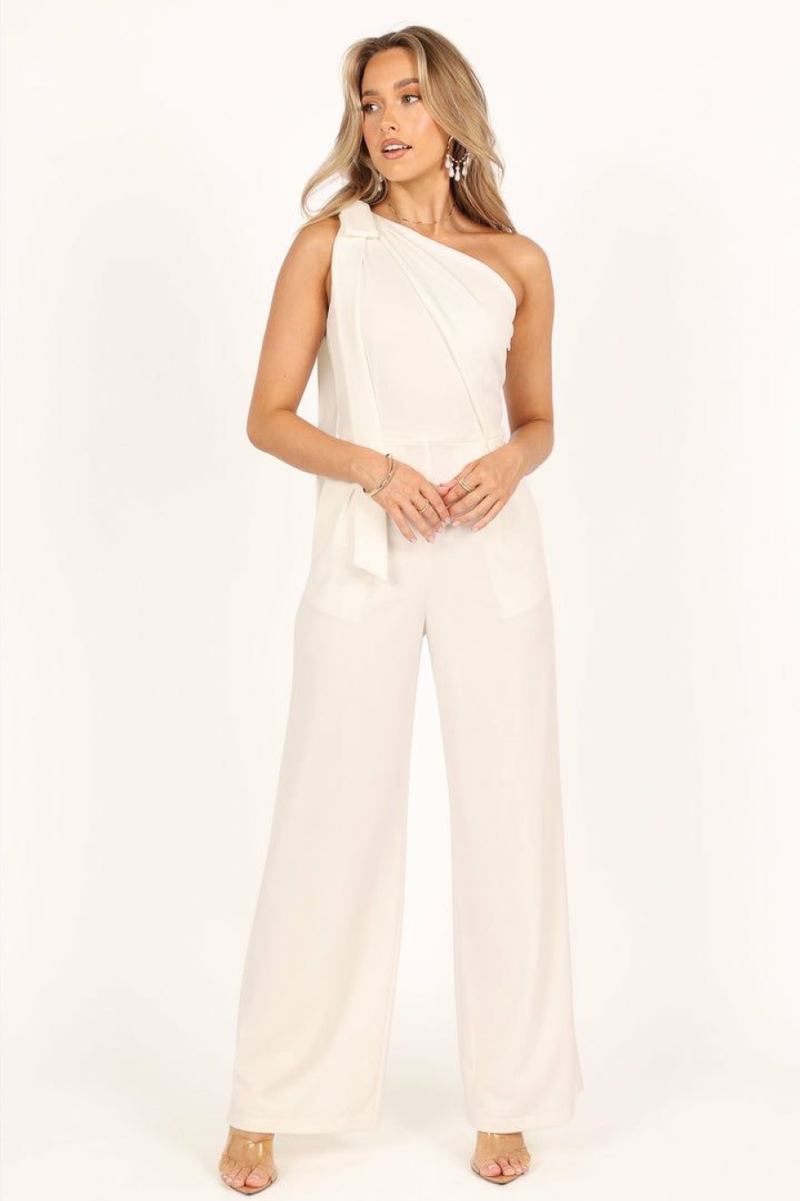 Clothing * | Petal & Pup Typical Style Sadie One Shoulder Jumpsuit White