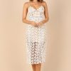 Clothing * | Petal & Pup Top Sellers Franque Midi Lace Dress White Lace