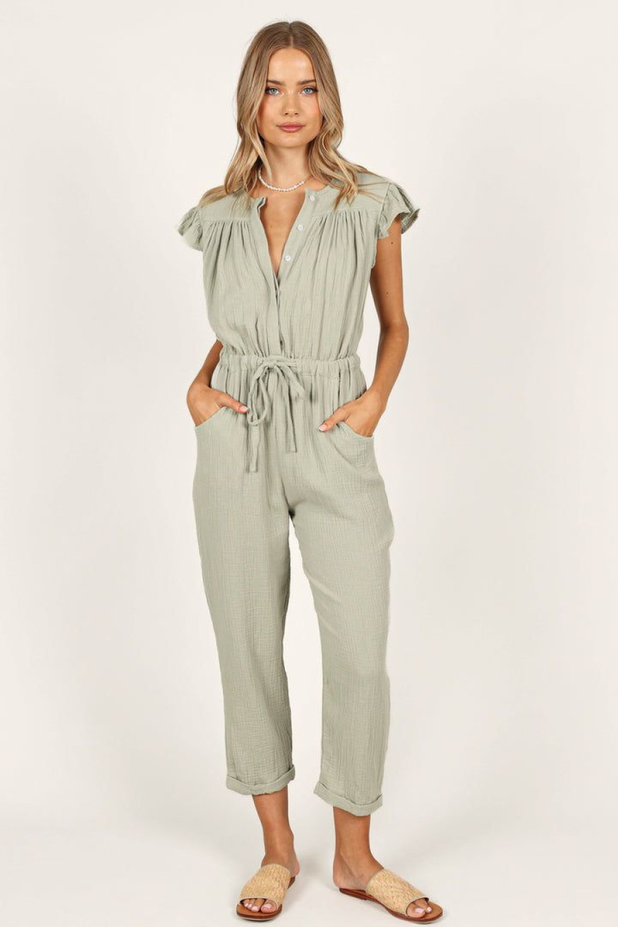 Clothing * | Petal & Pup Exquisite Gifts Chantria Jumpsuit Sage