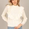 Clothing * | Petal & Pup Hot Sell Annette Frilled Knit Sweater Ivory