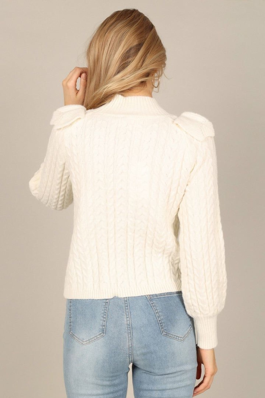 Clothing * | Petal & Pup Hot Sell Annette Frilled Knit Sweater Ivory