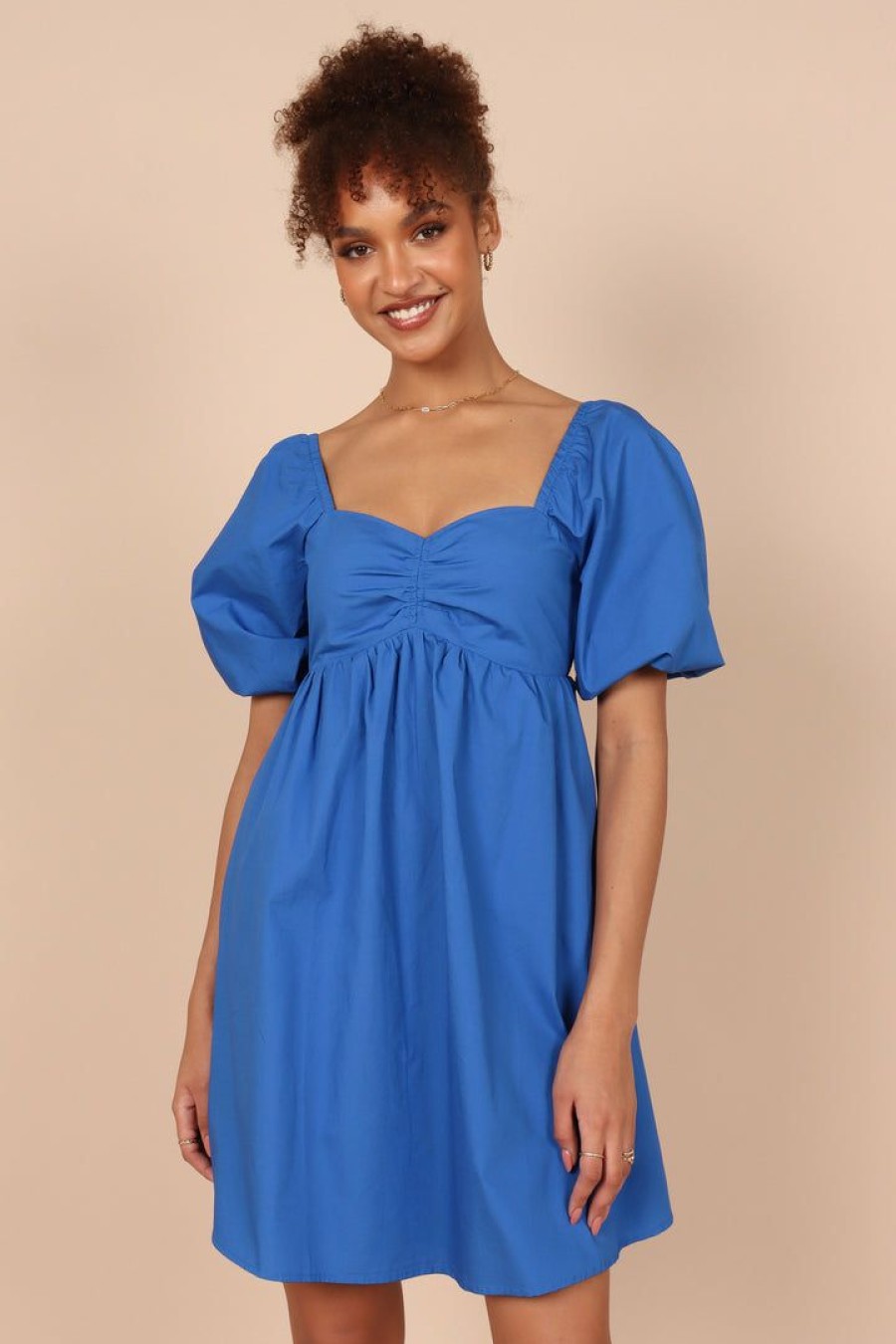 Dresses * | Petal & Pup Good Quality Lionel Puff Sleeve Midi Dress Royal Blue