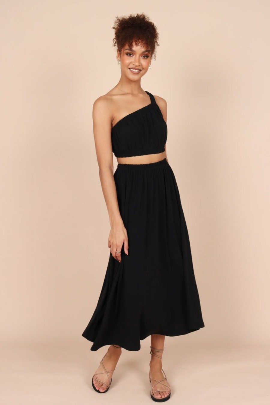 Clothing * | Petal & Pup Online Kennedy One Shoulder Two Piece Set Black