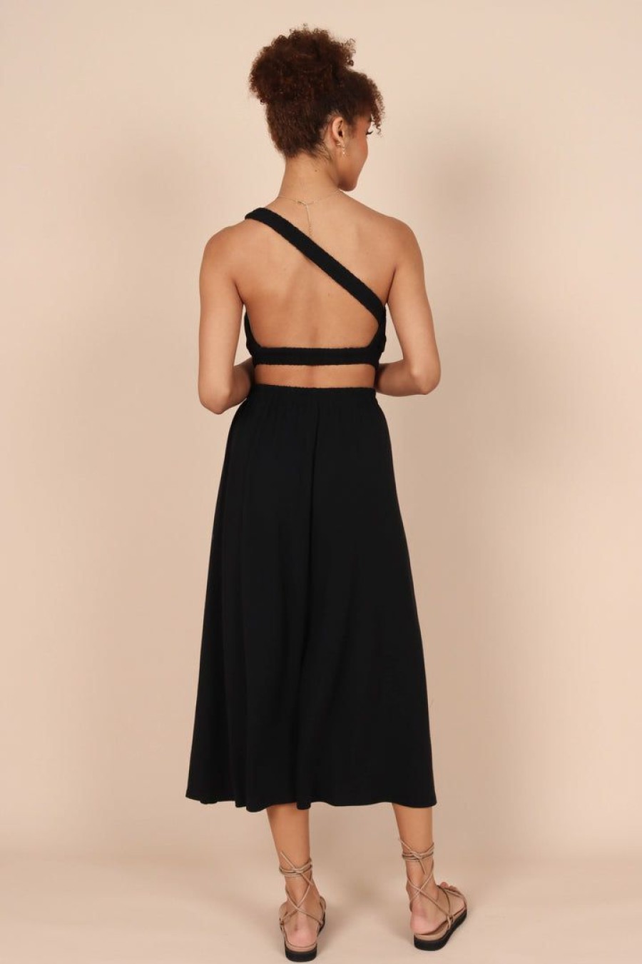 Clothing * | Petal & Pup Online Kennedy One Shoulder Two Piece Set Black