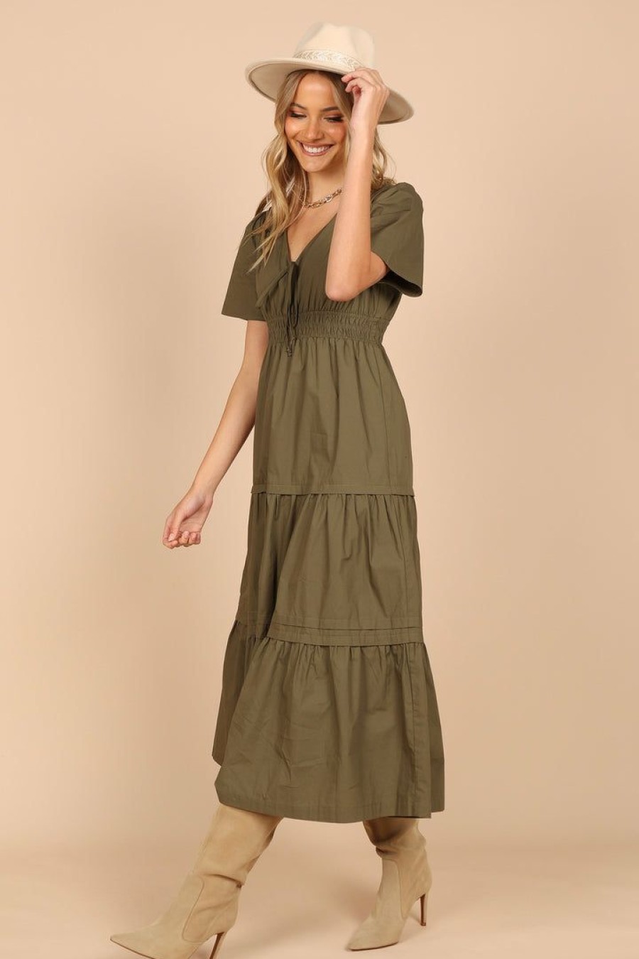 Dresses * | Petal & Pup Best Sellers Madelyn Tiered Maxi Dress Olive