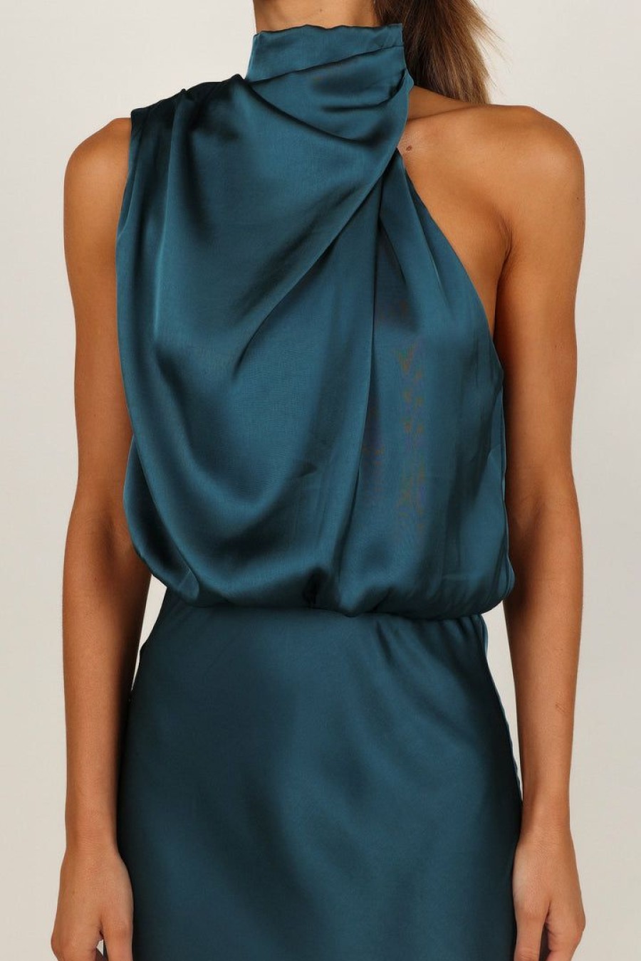 Clothing * | Petal & Pup Best Quality Anabelle Halter Neck Maxi Dress Teal