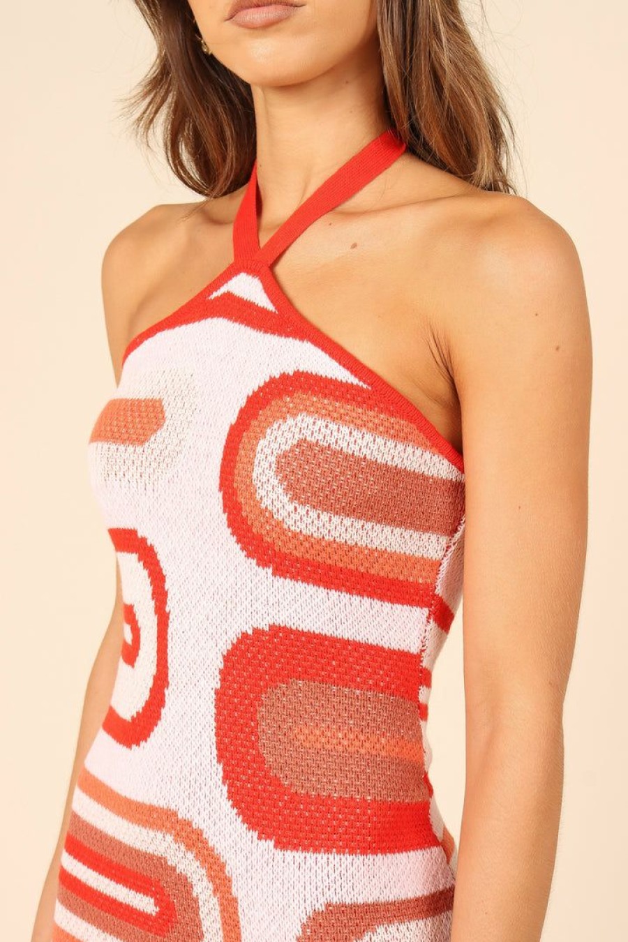 Clothing * | Petal & Pup Top Sellers Ximeno Knit Halter Dress Red