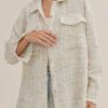 Clothing * | Petal & Pup Online Veve Double Pocket Tweed Shacket Ivory Multi