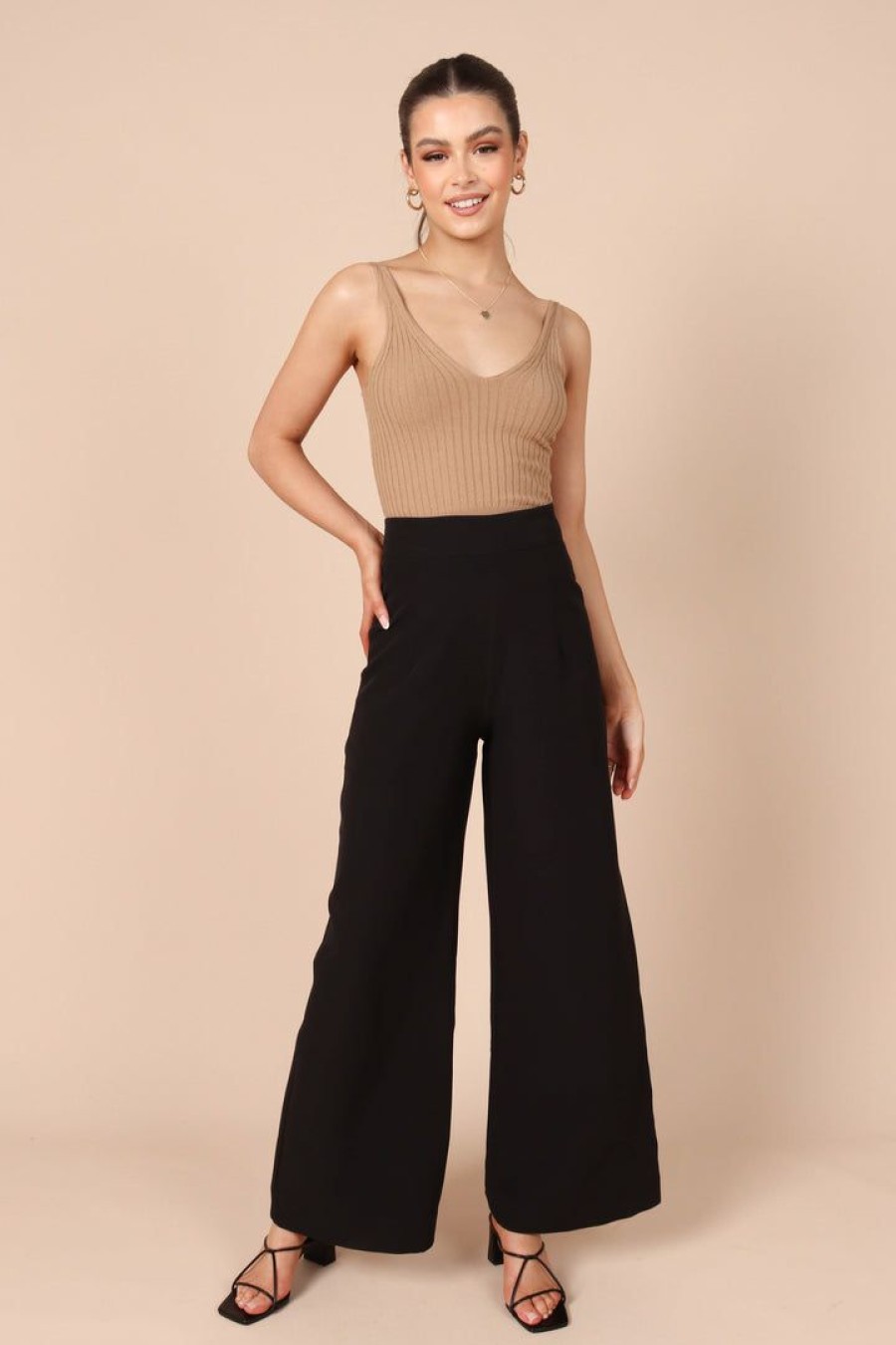 Clothing * | Petal & Pup Hot Sell Tommy High Waisted Wide Leg Pants Black