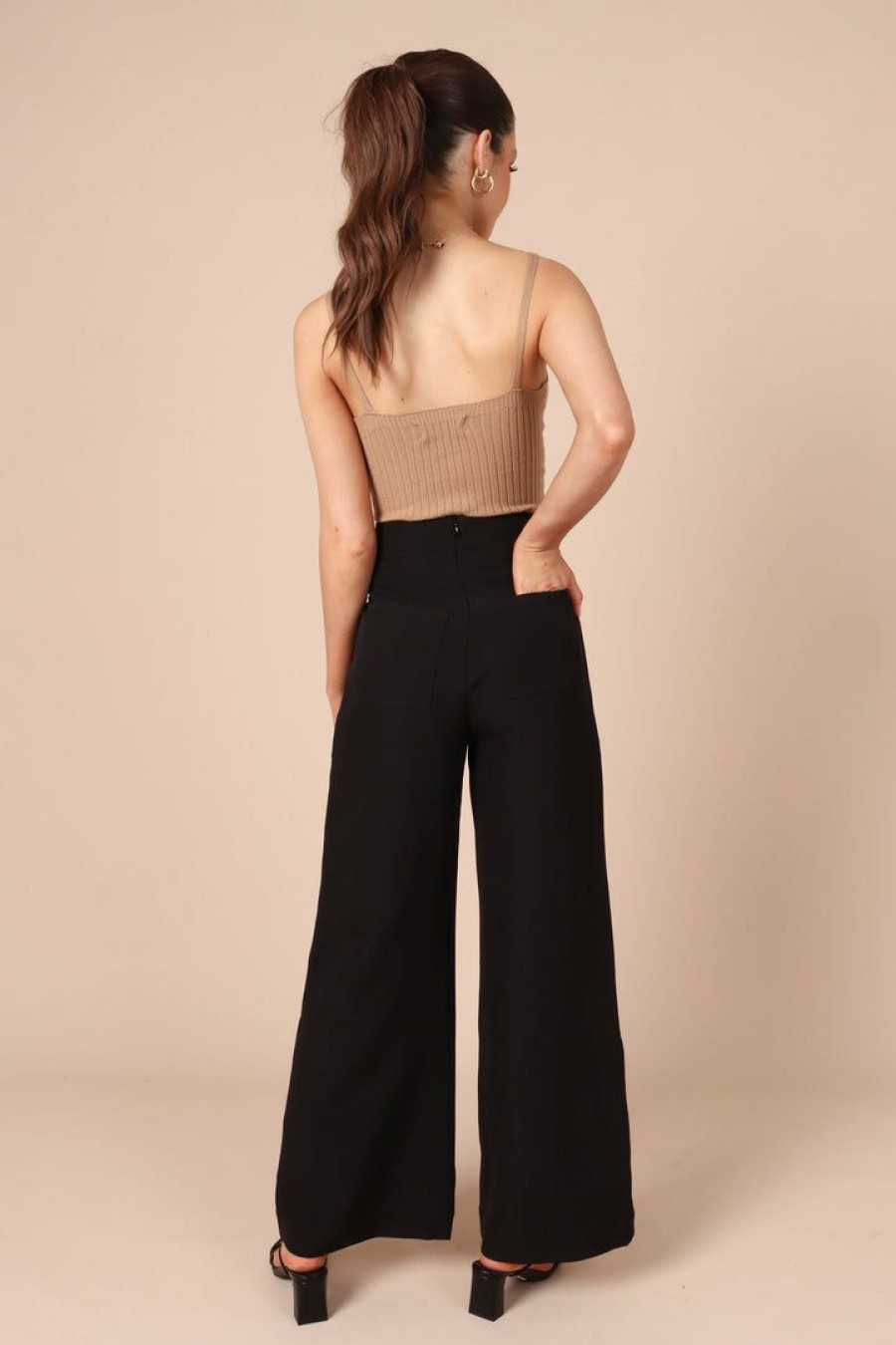 Clothing * | Petal & Pup Hot Sell Tommy High Waisted Wide Leg Pants Black