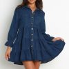 Dresses * | Petal & Pup Best Quality Zubaira Dress Dark Blue Wash