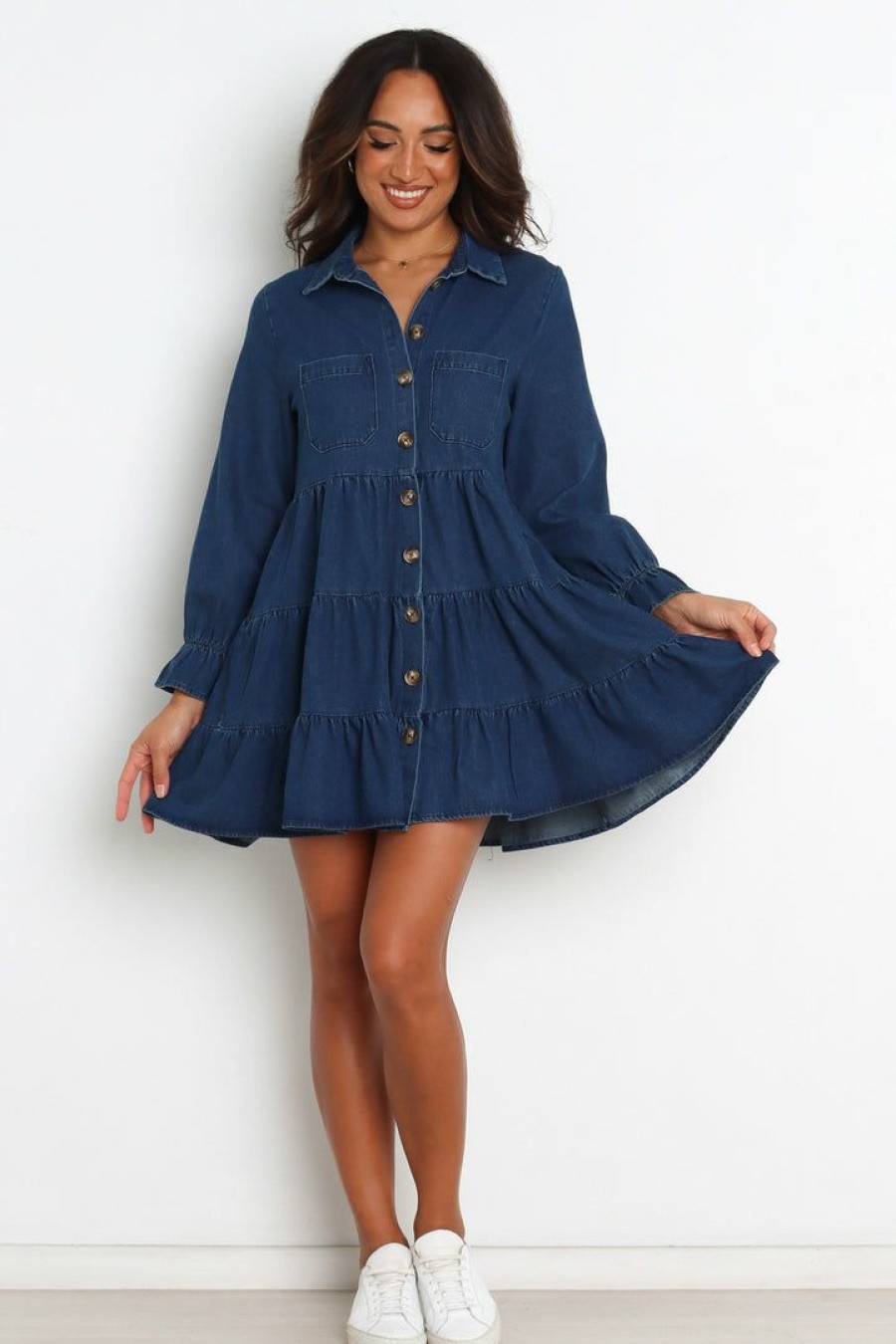 Dresses * | Petal & Pup Best Quality Zubaira Dress Dark Blue Wash