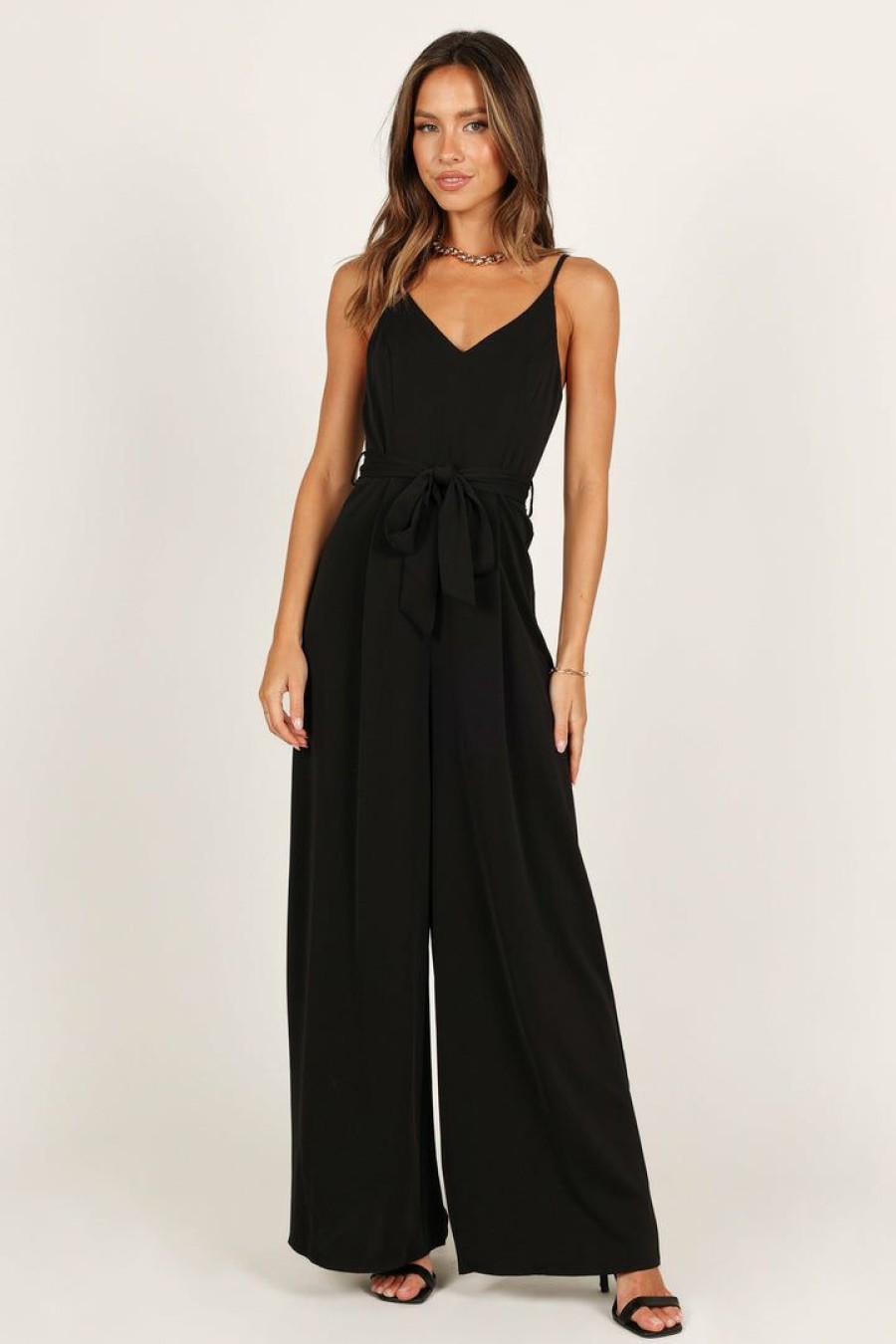 Clothing * | Petal & Pup Top Sellers Harriet Tie Waist Jumpsuit Black