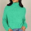 Clothing * | Petal & Pup Good Quality Monica Fuzzy Turtleneck Knit Sweater Green