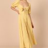 Dresses * | Petal & Pup Cheap Online Kamea Tie Front Midi Dress Mustard