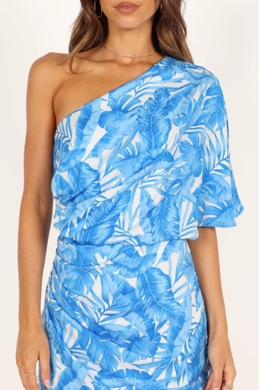 Dresses * | Petal & Pup High Quality Fiona One Shoulder Mini Dress Maldive Blue