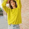 Clothing * | Petal & Pup Exclusive Basket Weave Pattern Knit Sweater Chartreuse