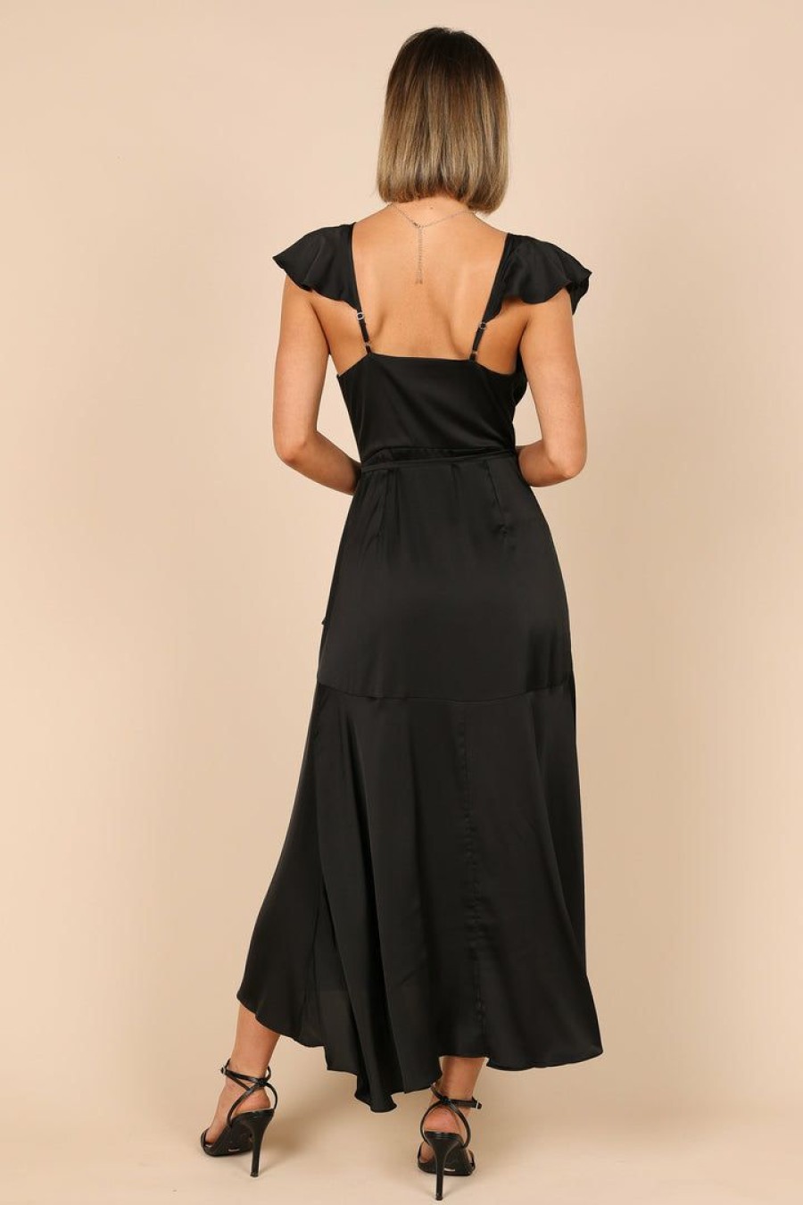 Clothing * | Petal & Pup Outlet Sale Cally Frill Shoulder Maxi Dress Black