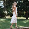 Clothing * | Petal & Pup Hot Sale Harper Midi Lace Dress White