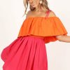 Clothing * | Petal & Pup Best Quality Maeva One Shoulder Mini Dress Pink/Orange