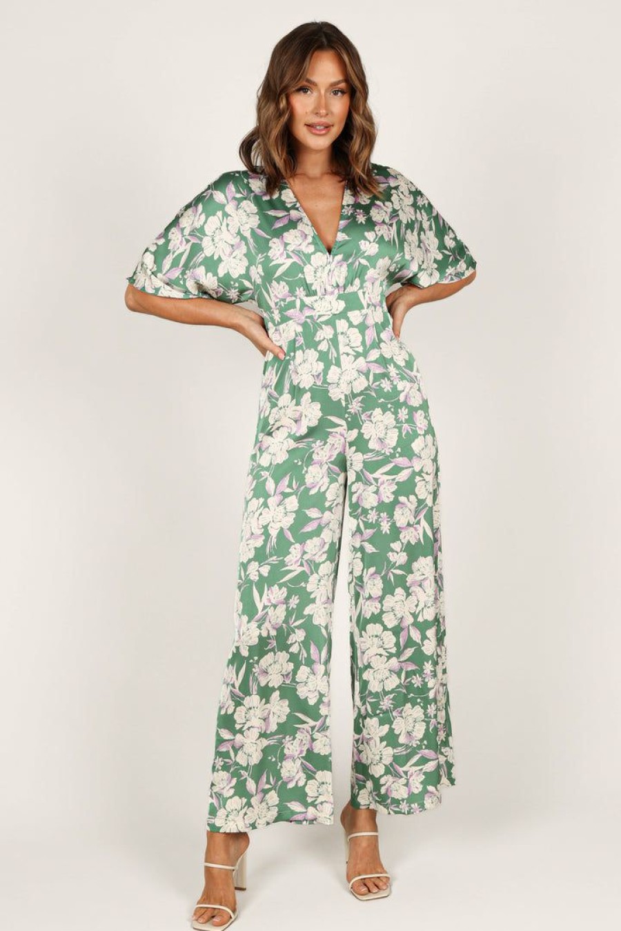 Clothing * | Petal & Pup Best Sellers Rosalyn Jumpsuit Green Floral