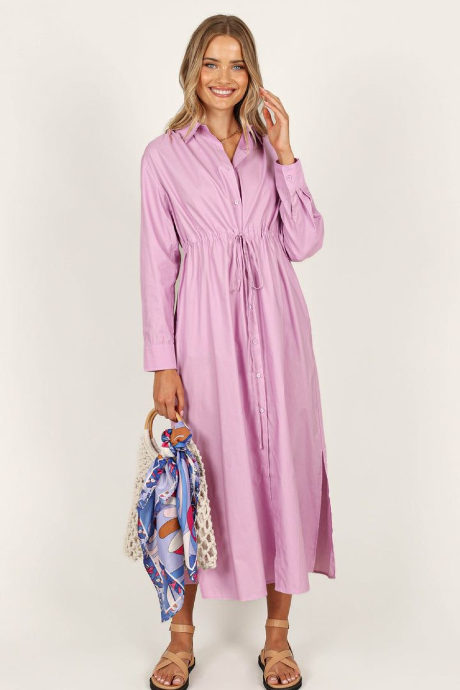 Dresses * | Petal & Pup Cheap Online Milly Long Sleeve Maxi Dress Lilac