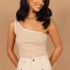 Clothing * | Petal & Pup Typical Style Erin One Shoulder Ribbed Top Beige