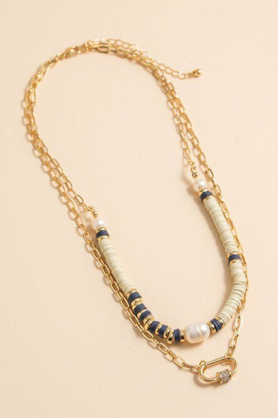 Shoes & Accessories * | Petal & Pup Good Quality Annabelle Layered Necklace Blue Grey