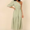 Dresses * | Petal & Pup Best Sellers Annabelle One Shoulder Dress Sage