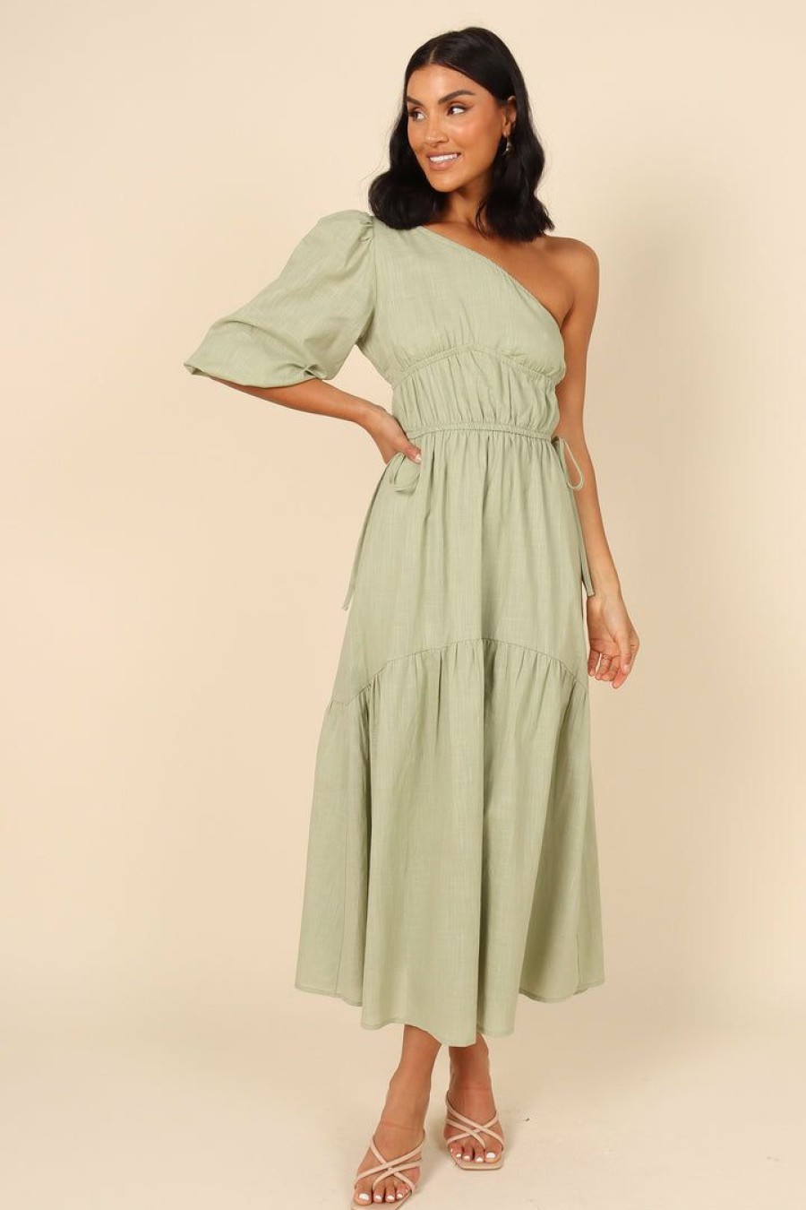 Dresses * | Petal & Pup Best Sellers Annabelle One Shoulder Dress Sage