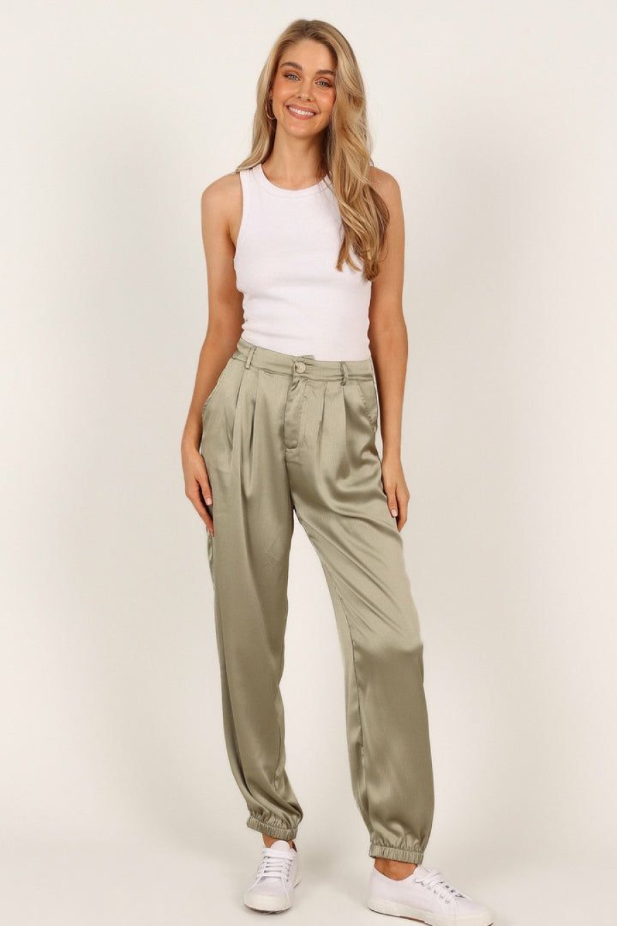 Clothing * | Petal & Pup Outlet Sale Andy Satin Jogger Pant Green