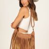 Shoes & Accessories * | Petal & Pup Discount Dolly Fringe Shoulder Bag Tan