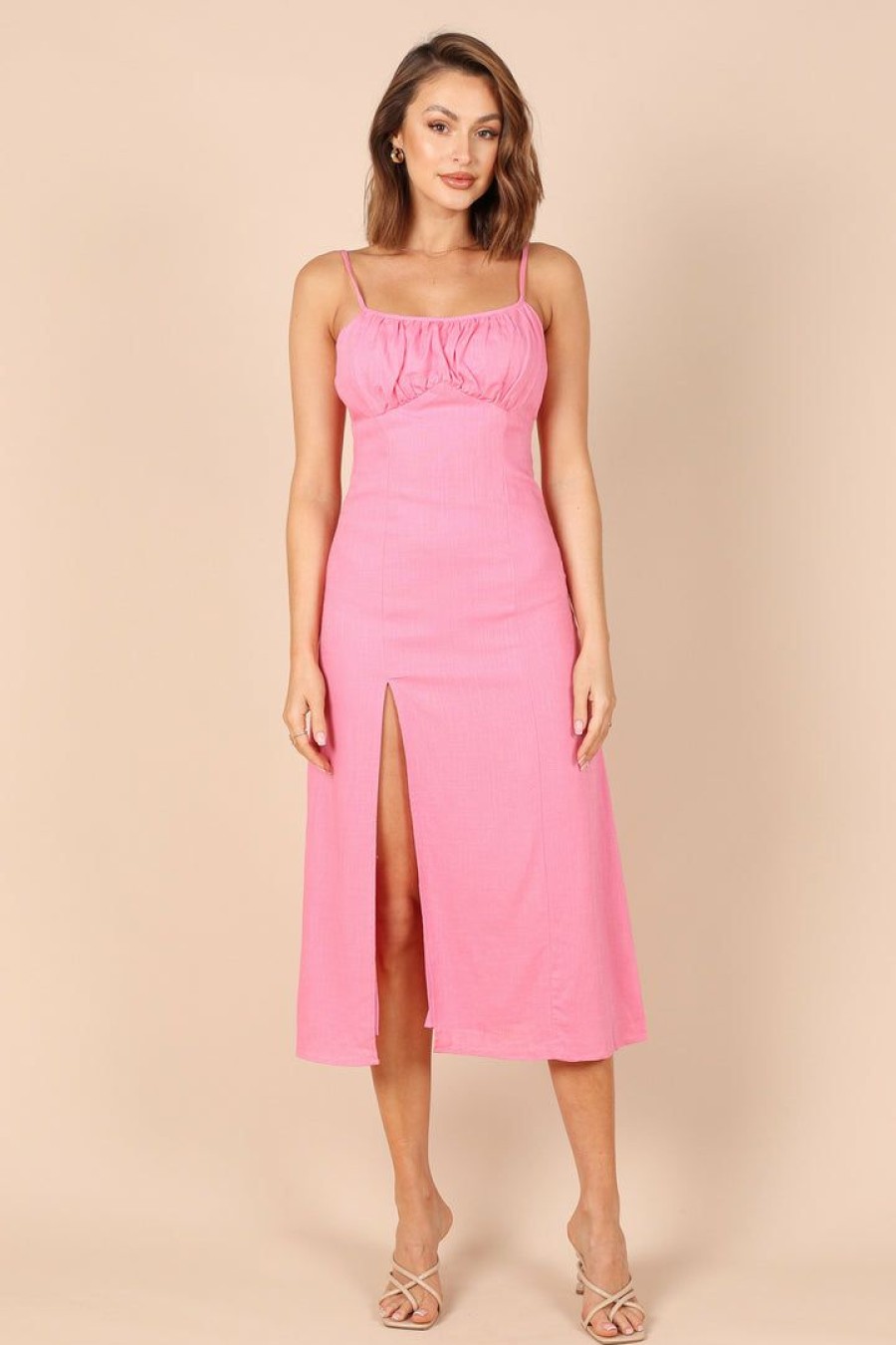 Clothing * | Petal & Pup Hot Sale Krystal Midi Dress Hot Pink