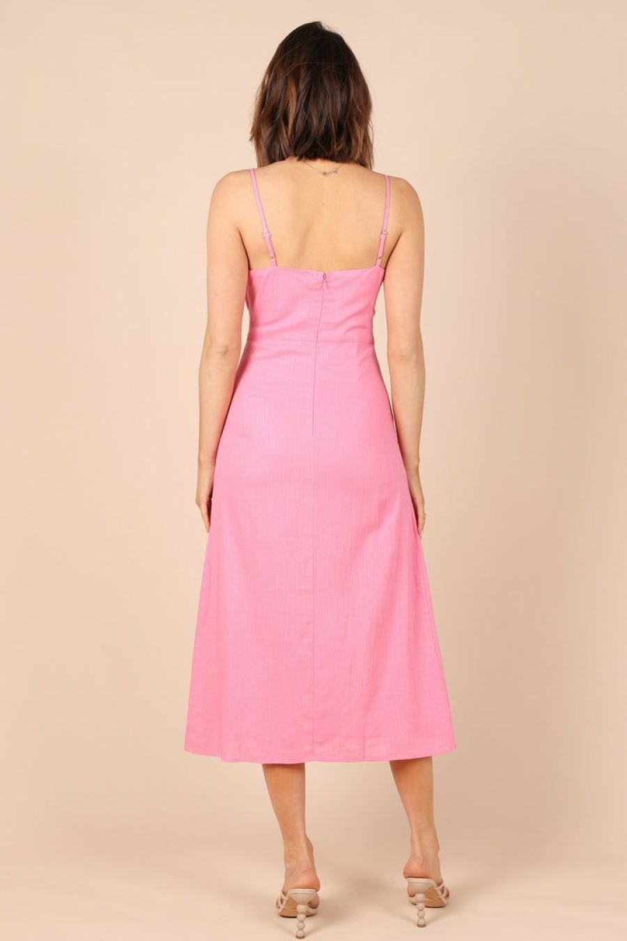 Clothing * | Petal & Pup Hot Sale Krystal Midi Dress Hot Pink