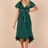 Clothing * | Petal & Pup Cheap Online Amanda Hi Lo Tie Front Dress Emerald