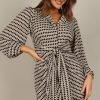 Dresses * | Petal & Pup Best Sellers Abbie Wrap Long Sleeve Mini Dress Black/White