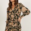 Dresses * | Petal & Pup Top Sellers Micha Ruched High Neck Mini Dress Pine/Gold