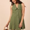 Dresses * | Petal & Pup Hot Sale Rose Collared Mini Dress Olive Corduroy