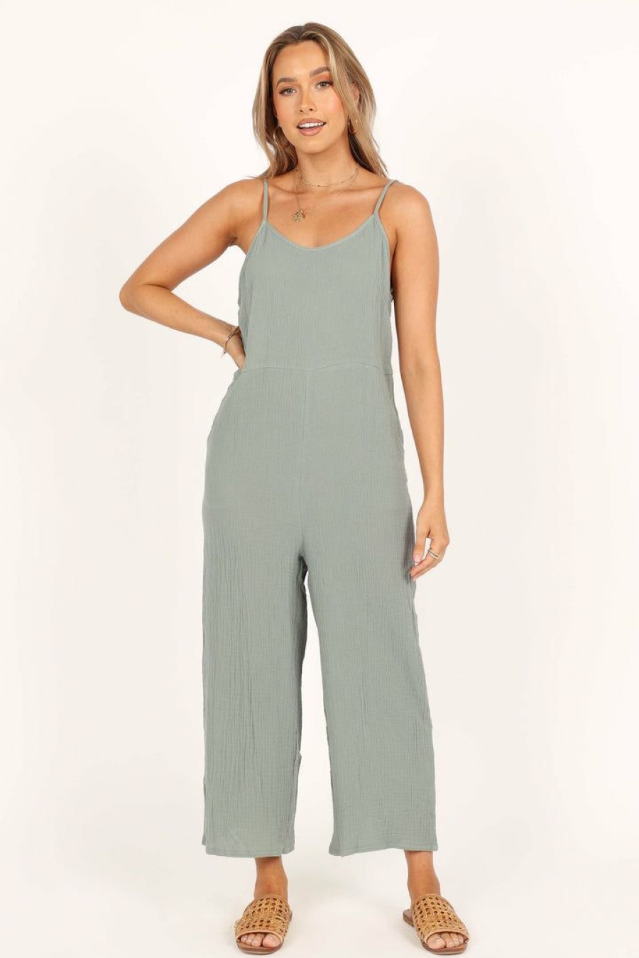 Clothing * | Petal & Pup Promotions Rhanni Straight Leg Jumpsuit Sage