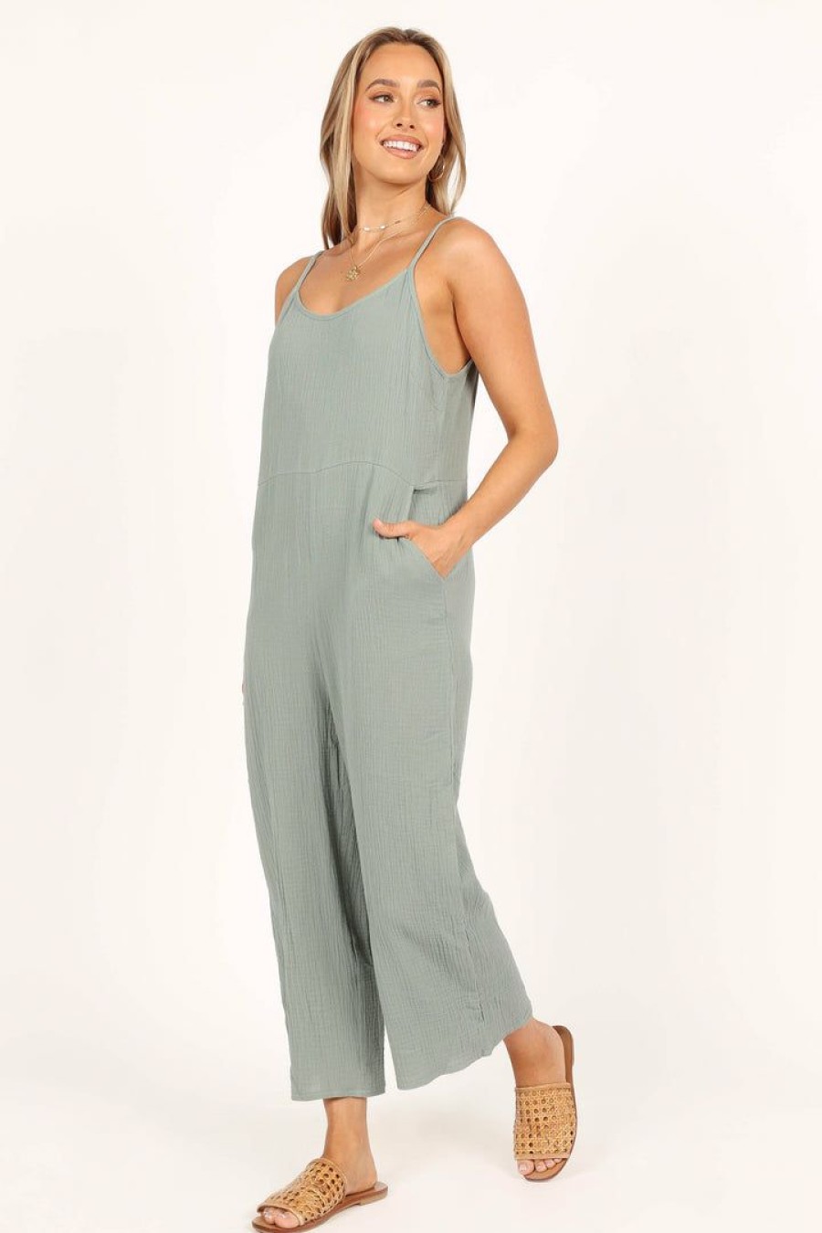 Clothing * | Petal & Pup Promotions Rhanni Straight Leg Jumpsuit Sage