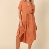 Dresses * | Petal & Pup Good Quality Adara Midi Dress Orange