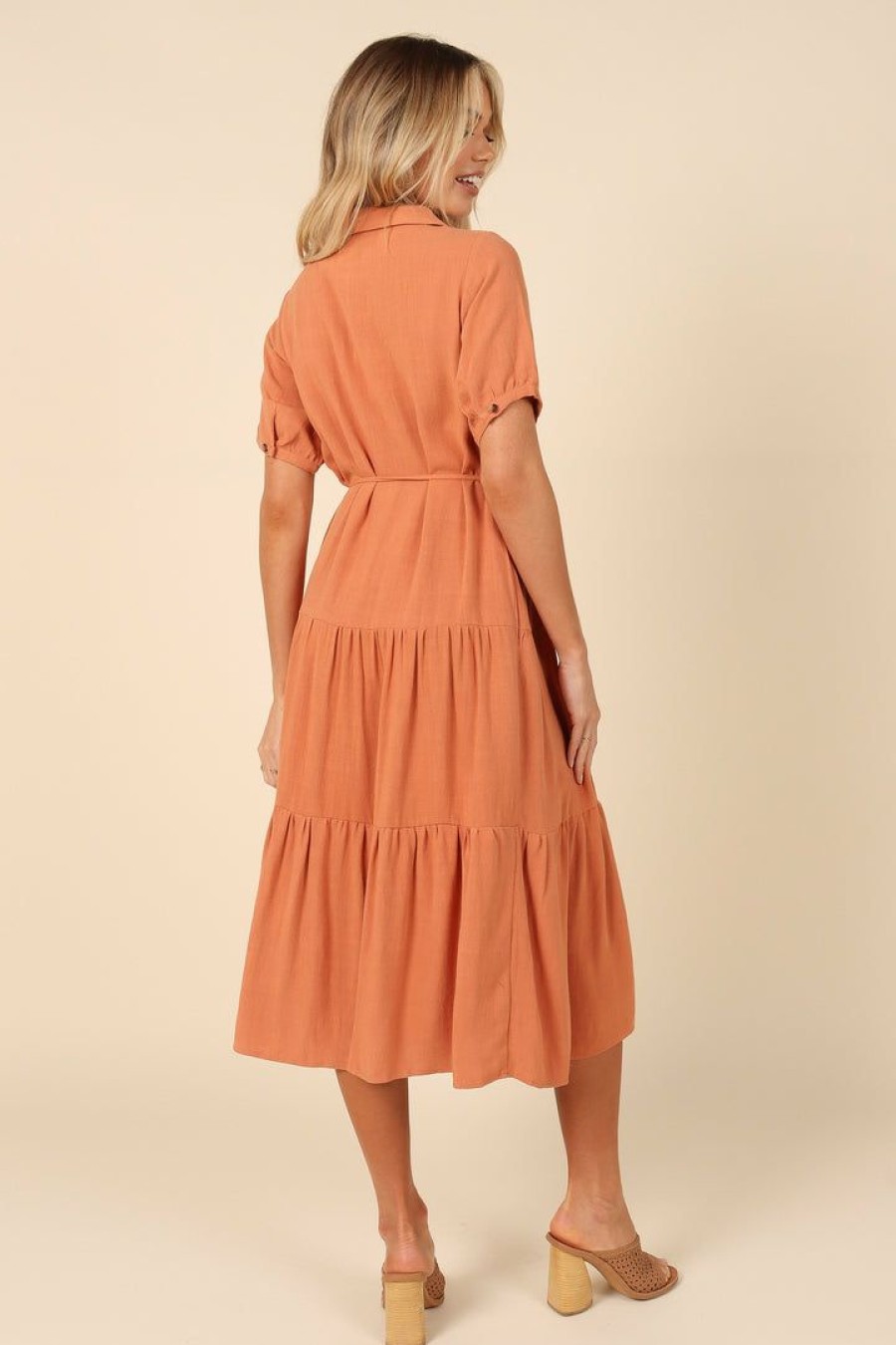 Dresses * | Petal & Pup Good Quality Adara Midi Dress Orange