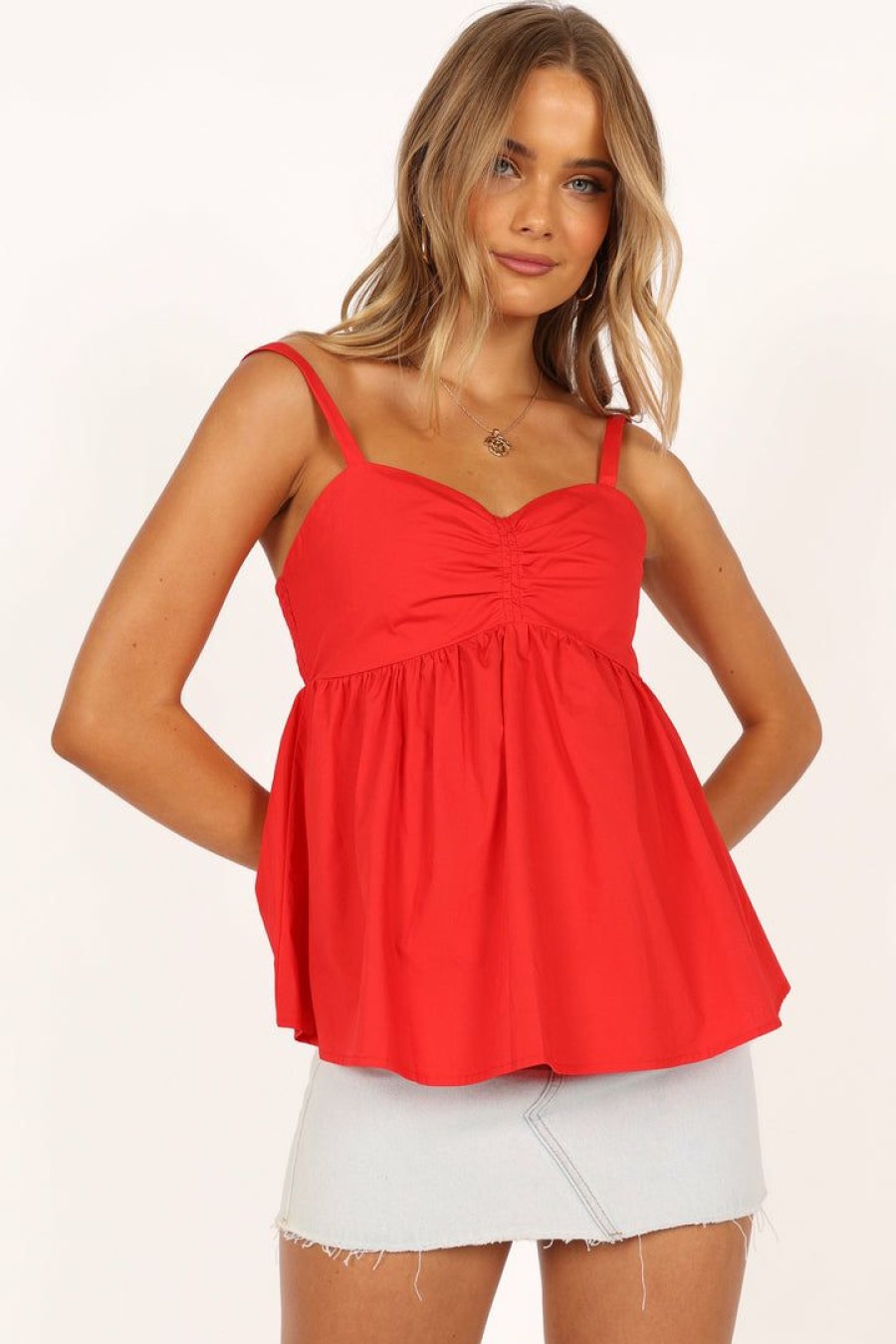 Clothing * | Petal & Pup Hot Sale F Dy Babydoll Top Red