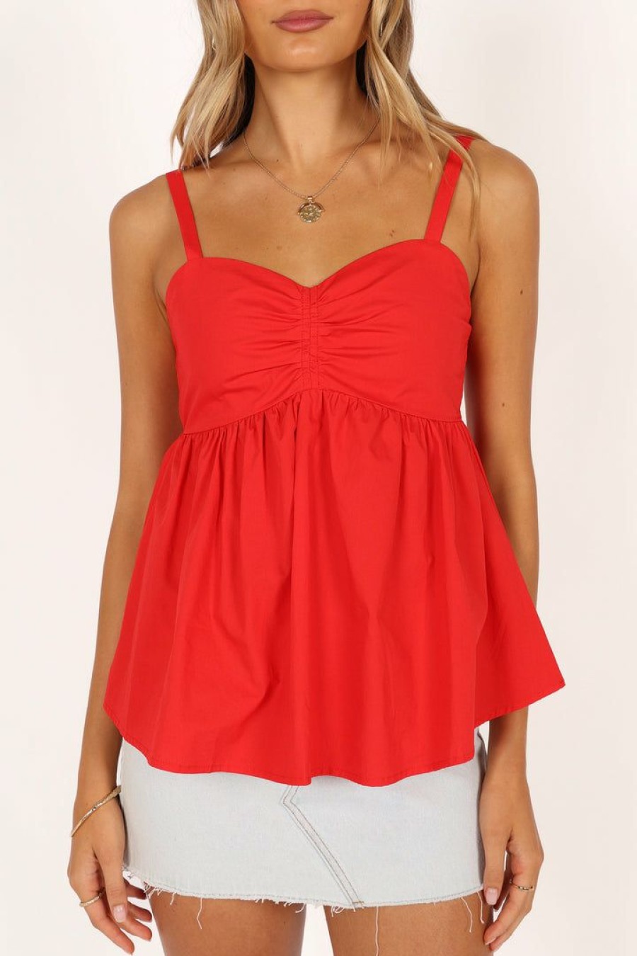 Clothing * | Petal & Pup Hot Sale F Dy Babydoll Top Red