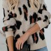 Clothing * | Petal & Pup Top Sellers Cheetah Round Neck Knit Sweater Leopard