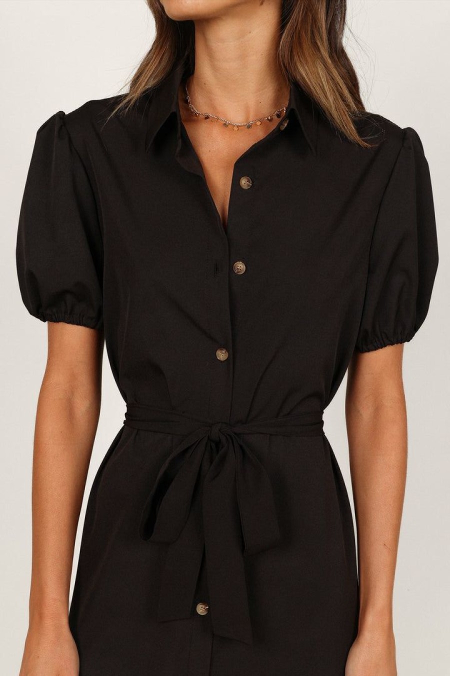 Clothing * | Petal & Pup Official Gabrielle Button Down Midi Dress Black