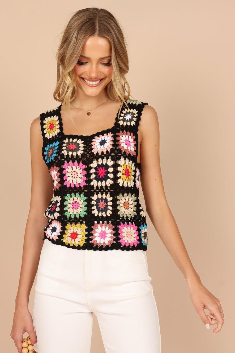 Clothing * | Petal & Pup Best Quality Saskia Crochet Top Black Multi