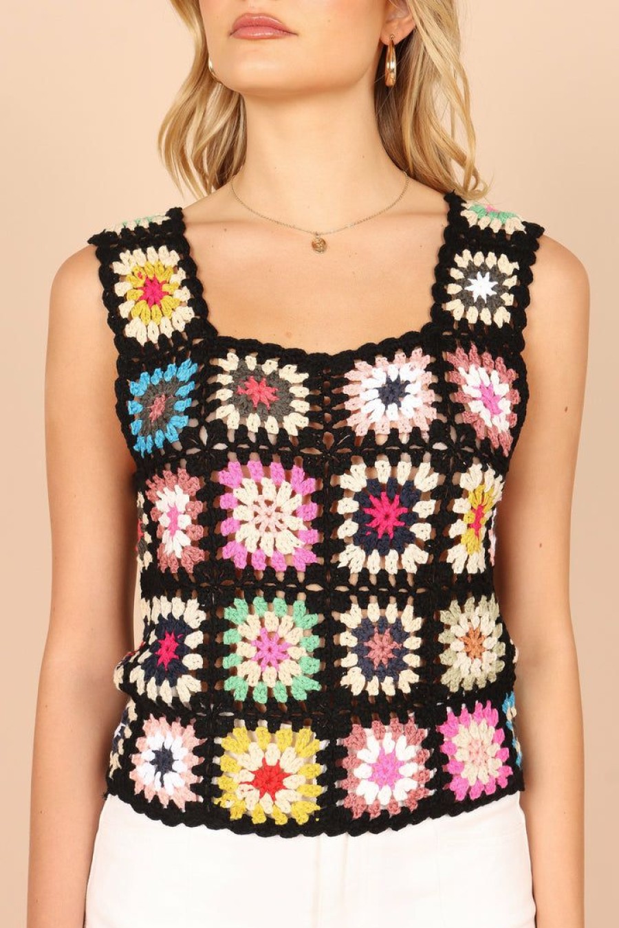 Clothing * | Petal & Pup Best Quality Saskia Crochet Top Black Multi