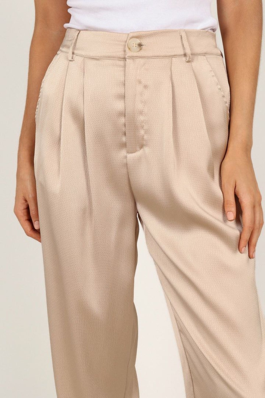 Clothing * | Petal & Pup Best Sellers Andy Satin Jogger Pant Beige