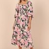 Dresses * | Petal & Pup Exclusive Primadona Shirred Midi Dress Pink Floral